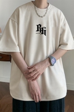 ！24夏季新款宽松大码港风Rh短袖麂皮绒T恤TJ2375-特p19，男装T恤，星座508（原C305）