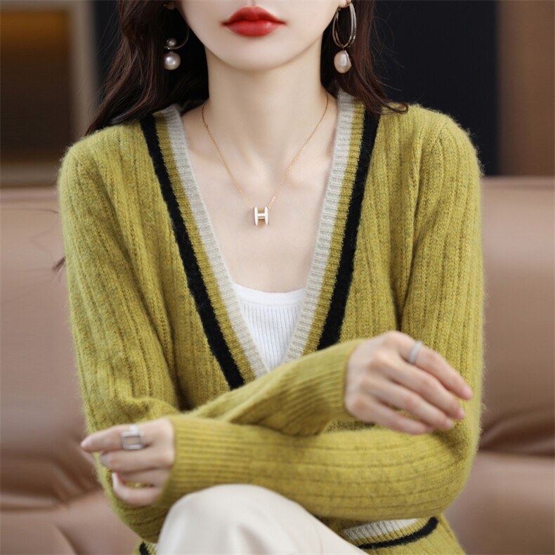 秋冬新款羊毛衫女针织开衫宽松毛衣,女装羊毛衫,邓利维