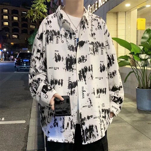 长袖衬衫男港风潮流C137P28图片