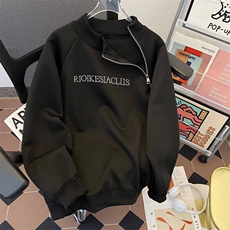 美式oversize卫衣男款秋季斜肩拉链设计HW137P42，男装卫衣，星座1116-2