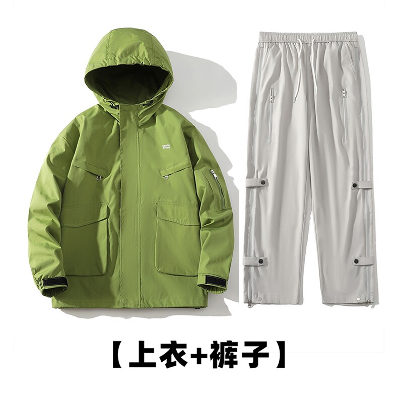 秋季冲锋衣套装男户外男士休闲裤一套潮流防水A266-TZJK8019-P110,男装休闲裤,电商A266