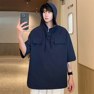 T1263-P35夏季连帽多口袋宽松型T恤图片