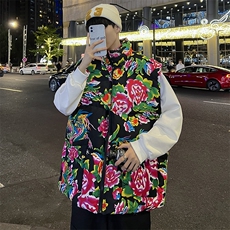 M3风东北大花棉马甲外套大码宽松秋冬汉服外衣坎肩背心演出服，女装马甲，星座115A(原星座507）