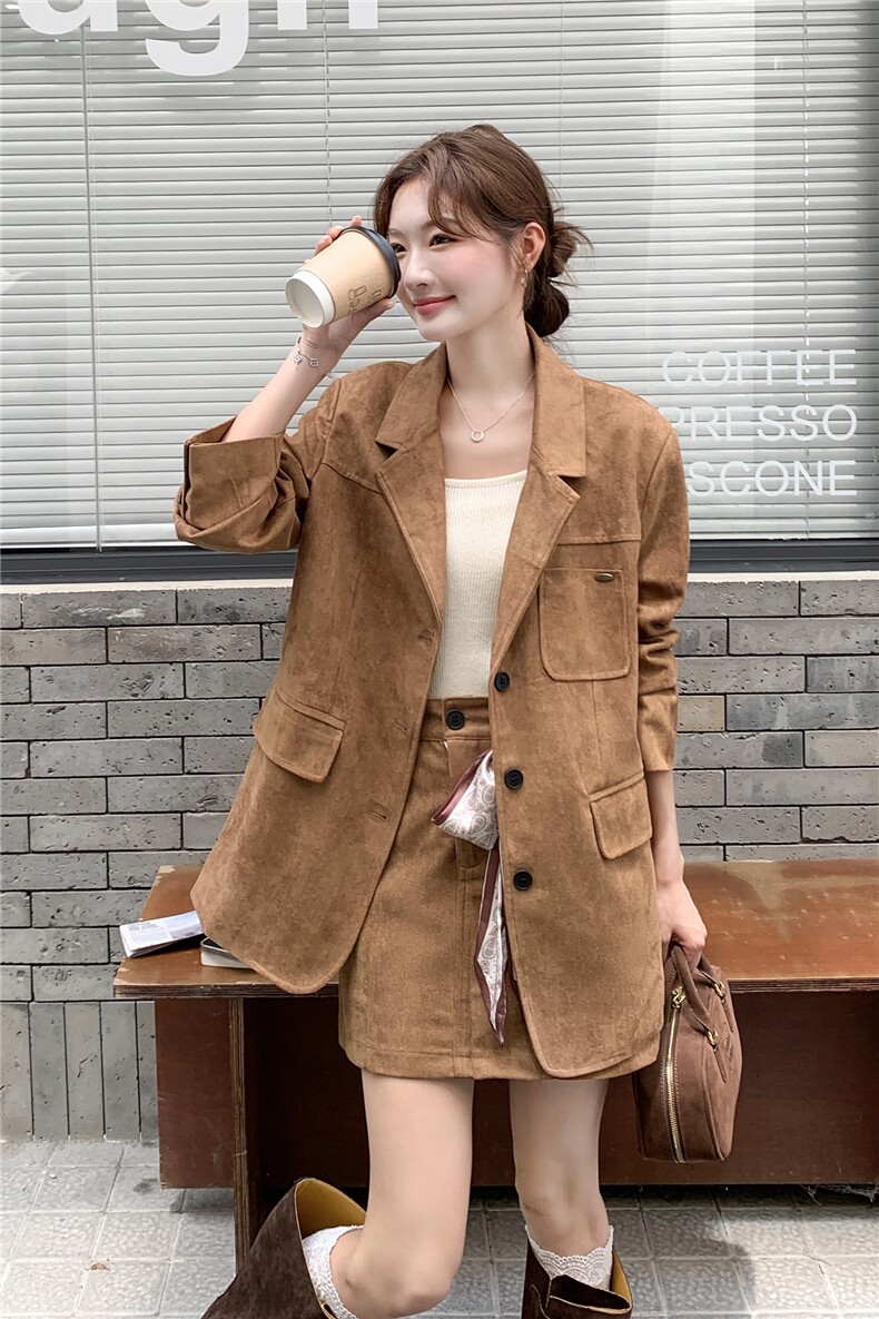 新款现货主推麂皮西装送围巾套装P185-K248,女装套装/套裙,2C299