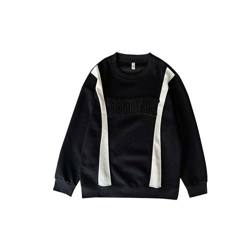 AW220/P78控108秋季社会小伙拼接撞色贴布设计感打底卫衣男黑首,男装T恤,星座305B-1