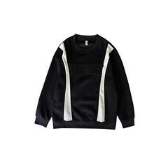 AW220/P78控108秋季社会小伙拼接撞色贴布设计感打底卫衣男黑首，男装T恤，星座305B-1