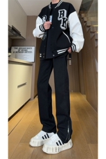 现货秋冬渐变拉链黑色直筒大码修身牛仔裤男K5804-K5805-P50，男装牛仔裤，星座205