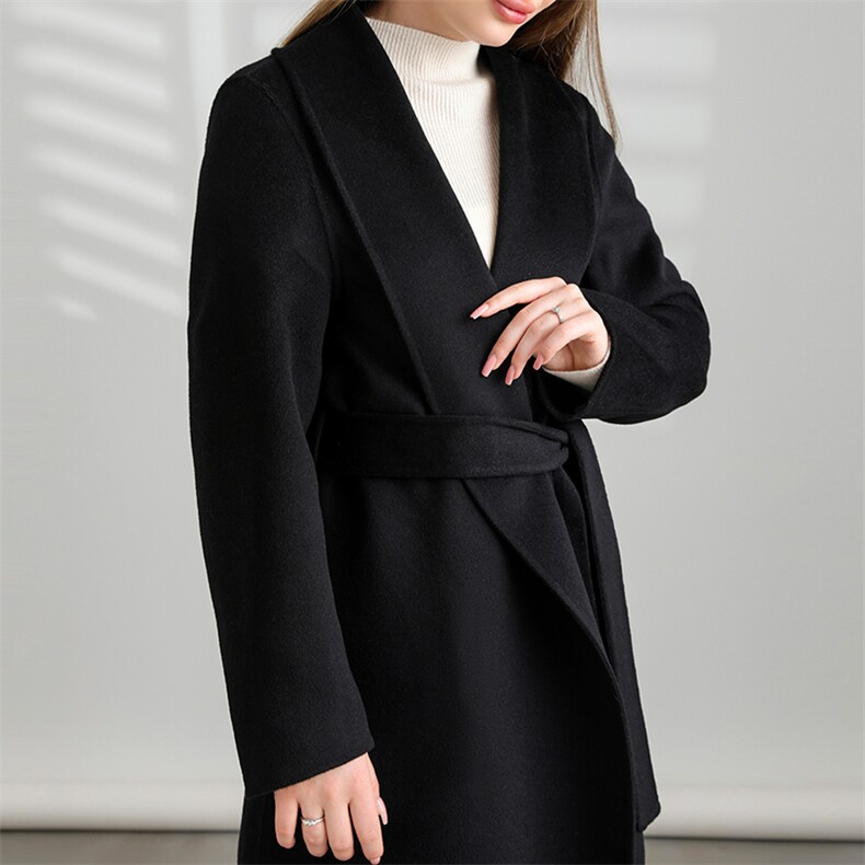 2024秋冬季新款韩版宽松显瘦赫本风毛呢外套，女装双面呢大衣，怡欣双面呢工厂店