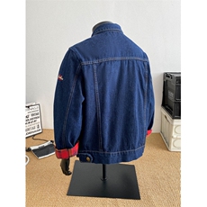 得物品质秋款男牛仔夹克衫刺绣格子条纹拼色宽松外套JK3561P80，男装工装外套，星座1013-1