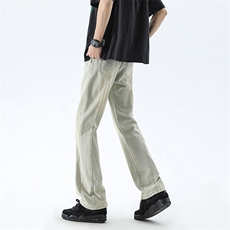B221美式ins高街暗黑小众拼接修身牛仔裤LK24157-P60控78，男装牛仔裤，电商B221