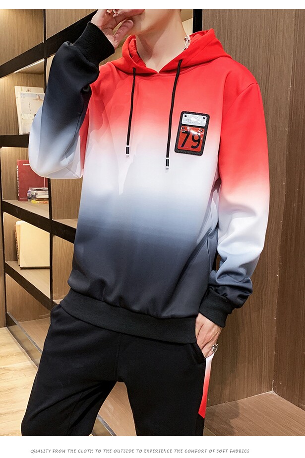 款加绒帅气百搭时尚连帽卫衣套装黄色D309-2T881,男装休闲套装,电商D321A