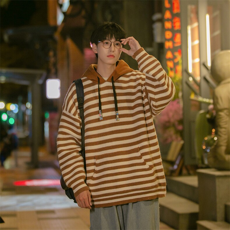 B225-M1133-X108-P86-腈纶42%锦纶31%PBT27%-条纹连帽毛衣-现货,男装针织衫/毛衣,电商B225