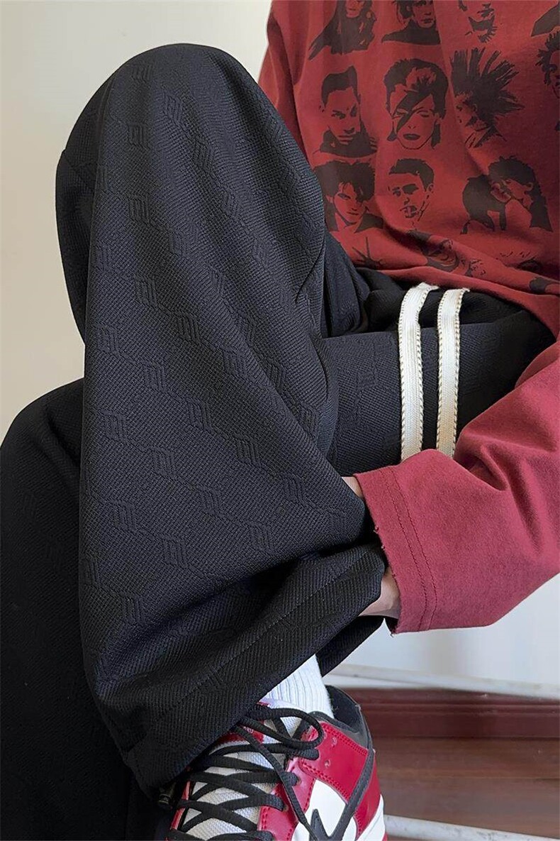 特批P35无差价2025百搭纹理感肌理感休闲裤男港风大码阔腿裤K5649,男装休闲裤,电商A001