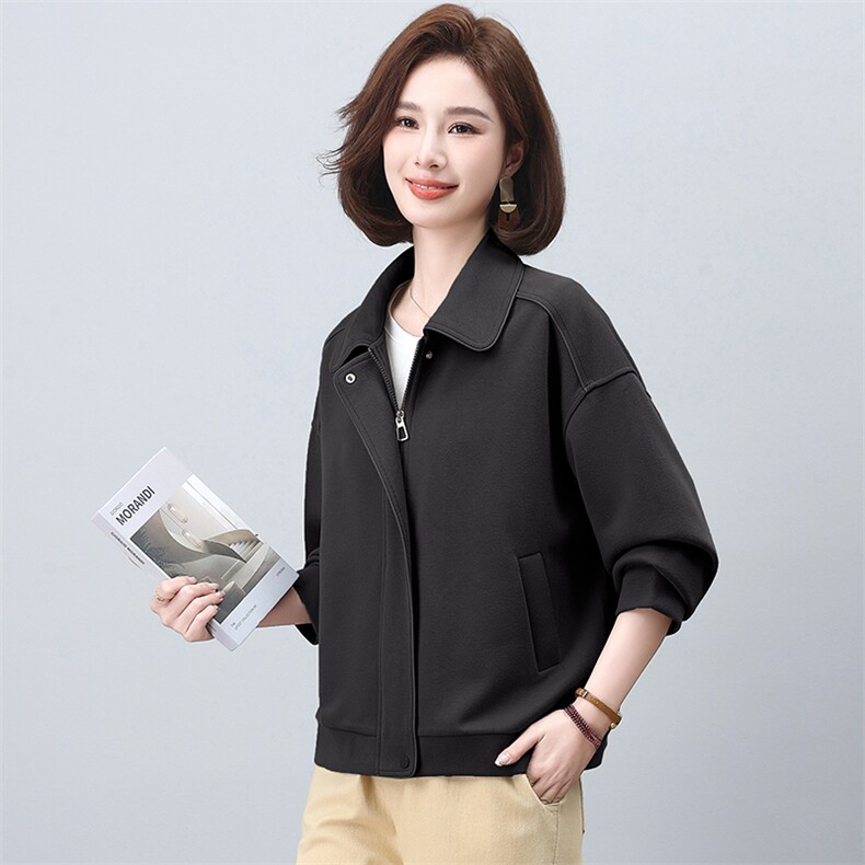 2024年春秋季新款潮韩版女纯色宽松显瘦休闲外套,女装短外套,独衣靓