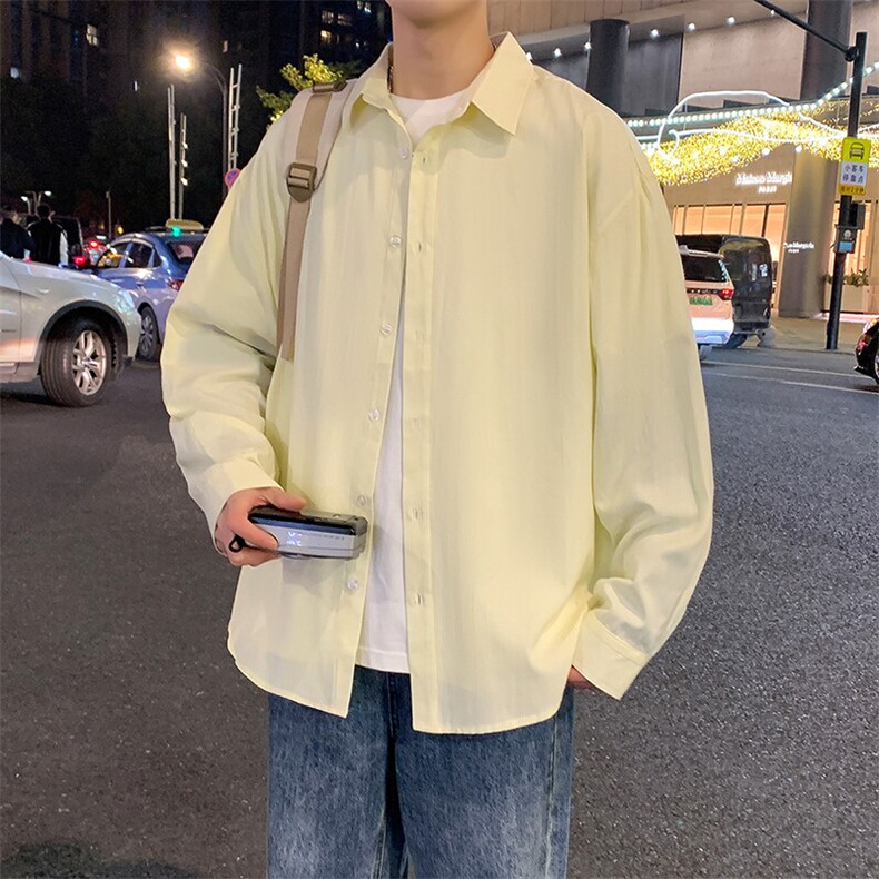 2026春夏新款男士条纹日系学生宽松衬衫港风长袖衬衣，男装衬衫，星座1206（原A206）