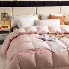 新款小天鹅印花单层立体羽绒被冬被被子被芯小天鹅粉，被套/被芯，一起卖家纺