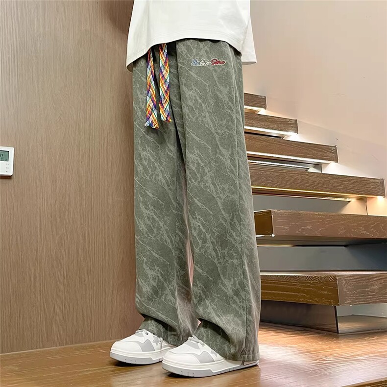 1506-1/KZR211/P30扎染直筒裤子男秋冬新款青少年宽松百搭休闲长,男装休闲裤,星座1506-1