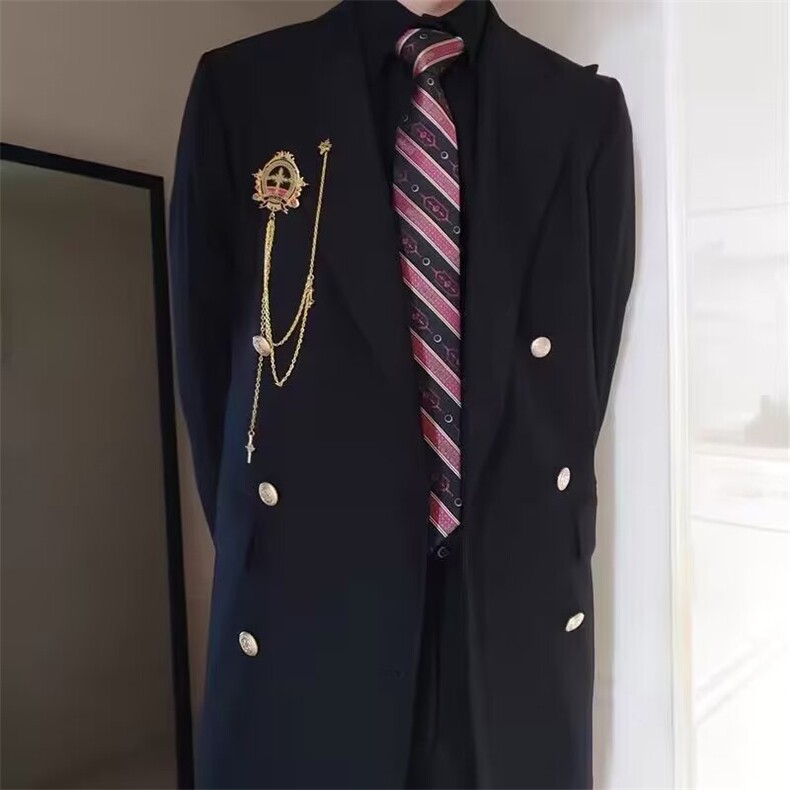 W10152-P63网图现货原宿日系insDKJK日系制服双排扣西服带徽章,男装西服,星座1608-2