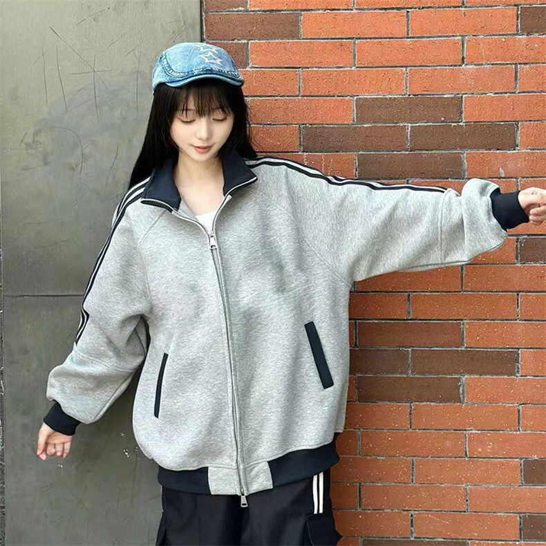 抖音得物高品质美式高街重磅结构设计拼接织带立领卫衣外套CM42,男装卫衣,电商A486
