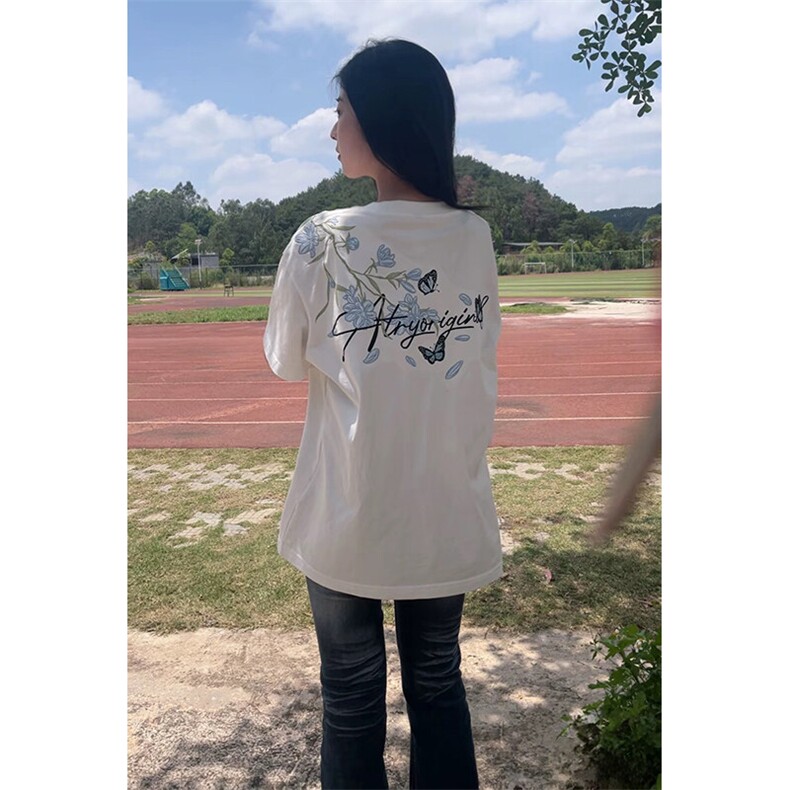 万针全刺绣解构设计260克重磅双纱纯棉高品质美式高街短袖T恤特35,男装T恤,电商A486