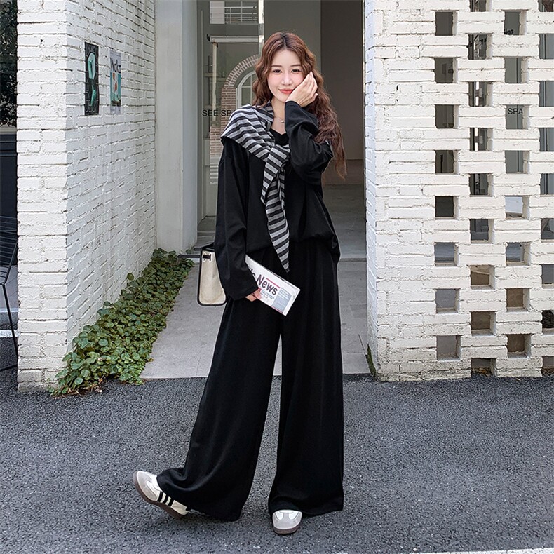 时尚休闲风卫衣披肩卫裤两件套女2025年秋季新款韩版百搭洋气套装,女装套装/套裙,浙宝305