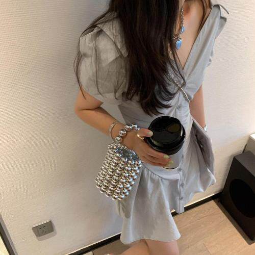 网纱拼接衬衫裙，女装衬衫，XTZ style