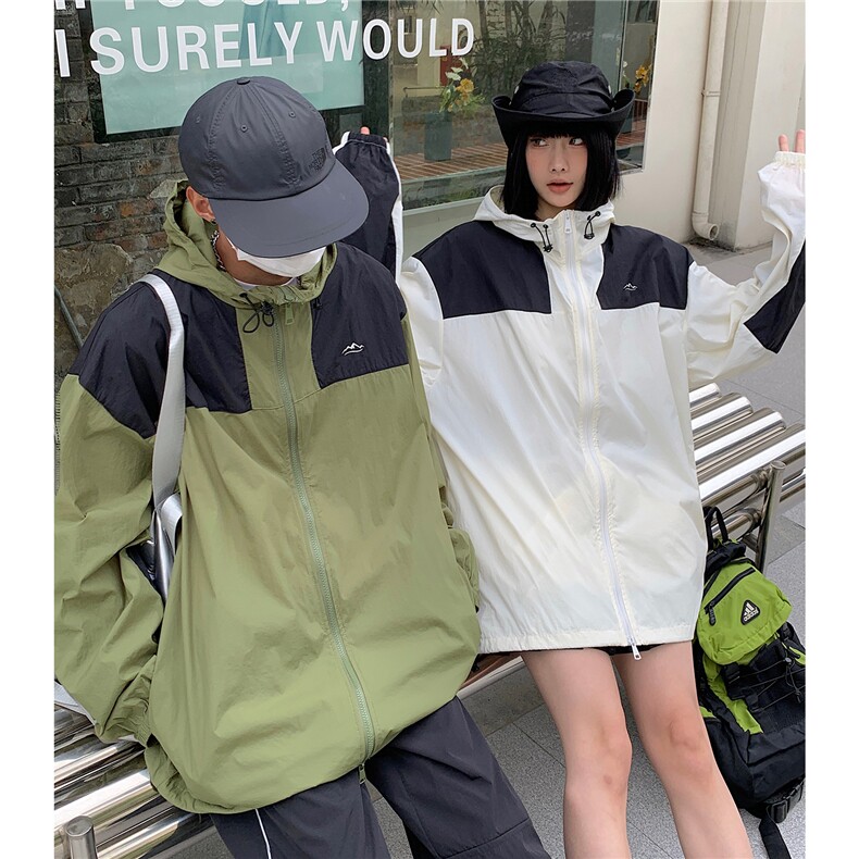 防晒指数UPF50+情侣装夏季新款防晒服宽松撞色拼接外套D313P68,男装防晒衣,电商A335-1（原A458）