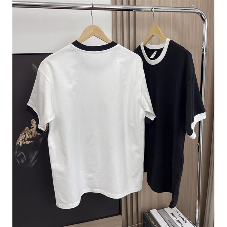 高品质二开240克宽松纯棉美式高街痞帅撞色拼接短袖T恤特P18,男装T恤,电商A486
