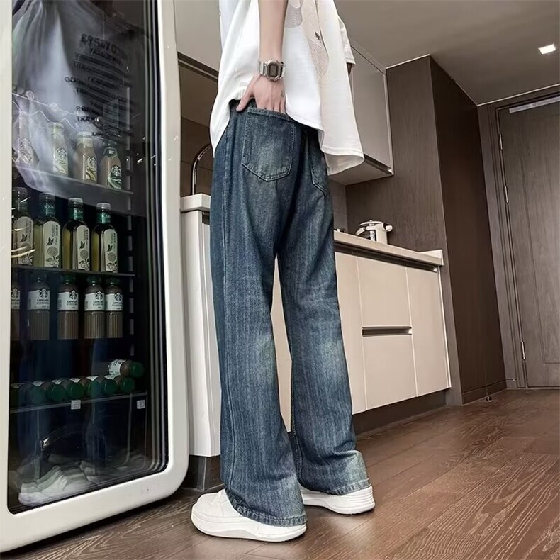 美式水洗做旧牛仔裤男秋季新款高街潮牌复古直筒宽松CQ06P48,男装牛仔裤,星座1116-2