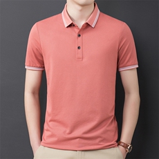 短袖T恤男翻领纯色上衣服夏季中青年男士休闲百搭半袖POLO衫潮流，男装T恤，电商B212（原钱塘6029）