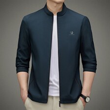 男士秋季夹克外套新款男装立领中年商务休闲纯色茄克衫上衣服男，男装夹克，电商B212（原钱塘6029）