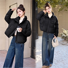 DLM8657短款立领羽绒服女冬装韩版宽松90白鸭绒厚外套面包服A版，女装羽绒服，朵莱米