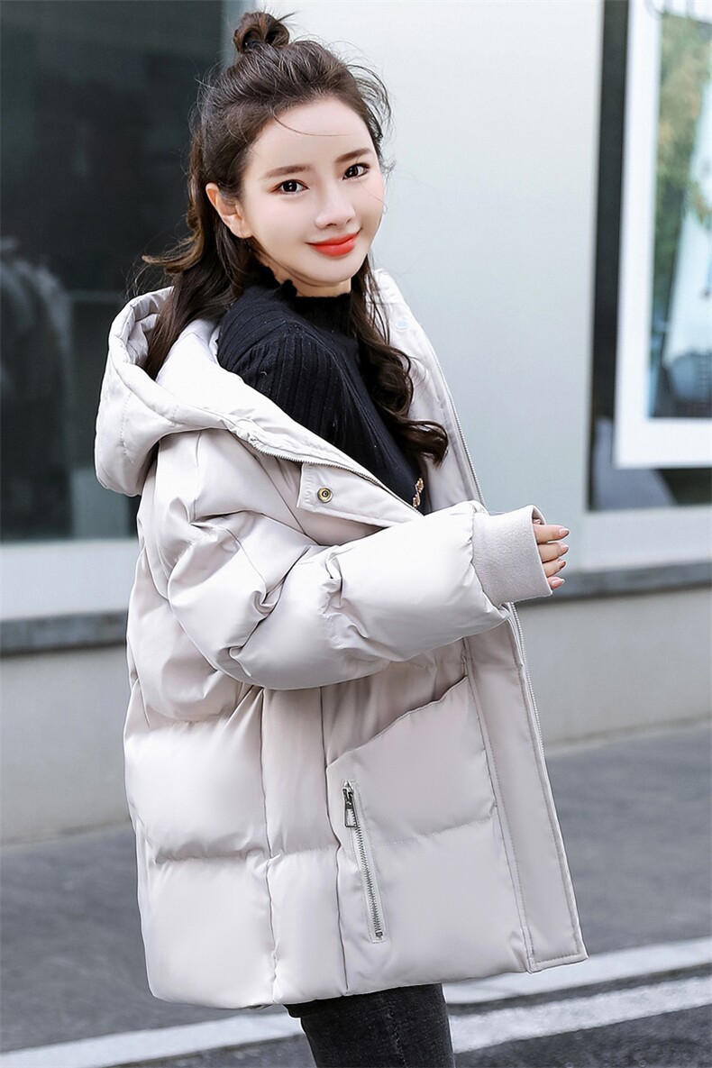 时尚显瘦短款棉服女2024新款宽松拉链纯色长袖外套,女装棉衣/棉服,深妍伊美