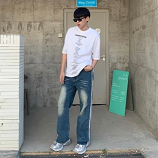 美式高街牛仔裤男三条干个性帅气2023夏季新款ins长裤RK699-P56，男装牛仔裤，星座412-3