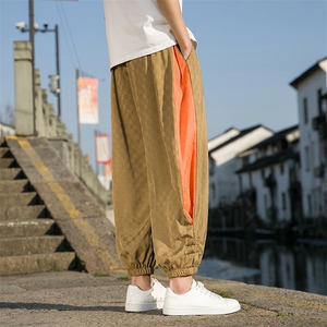 新款男士休闲裤风高品质提花潮九分裤拼接K302-P65控88图片