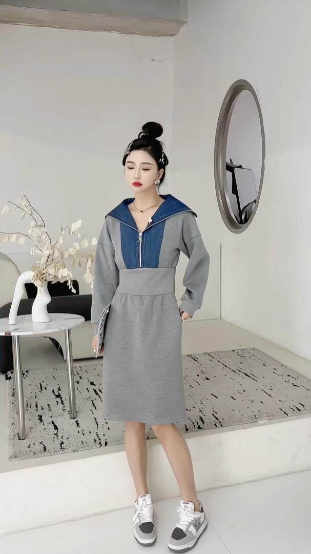 2023春装学院风连衣裙，女装连衣裙，贻思茗