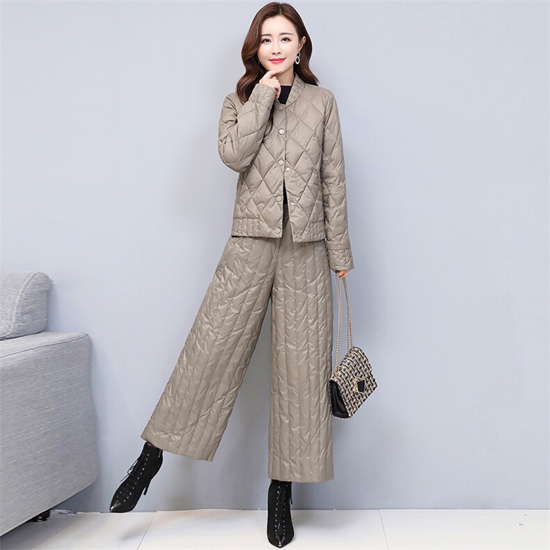 羽绒服套装女2024冬季新品中青年气质显瘦时尚阔腿裤白鸭绒两件套,女装羽绒服,悠米