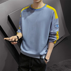 2021春新款韩版潮流男士时尚休闲卫衣圆领撞色打底衫DS666T，男装卫衣，电商A102