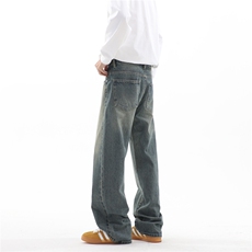 【纯棉】主推现货!宽松直筒牛仔长裤男A080-8220-P55控78，男装休闲裤，电商A080