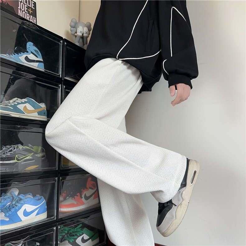 春季肌理感解构休闲裤垂感美式直筒裤卫裤男女K2590*P35控68,男装休闲裤,星座227-1
