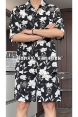 短袖衬衫男+短裤男套装男100%聚酯纤维M-5XL大码TZ78709P50控98，男装休闲套装，星座226-1