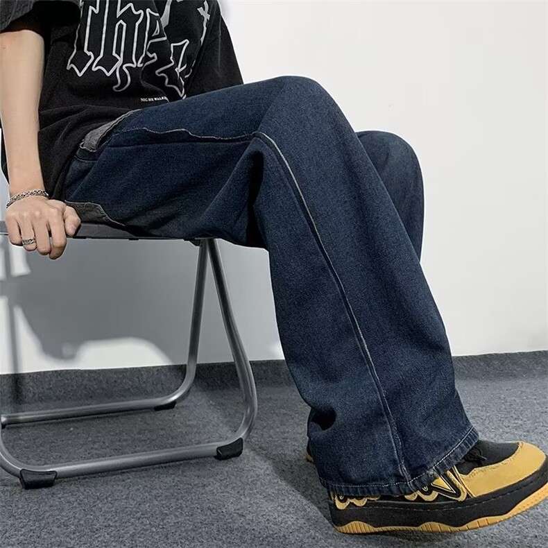 美式vibe裤子高街水洗牛仔裤男设计感小众拉链裤N1466P42,男装牛仔裤,星座1116-2