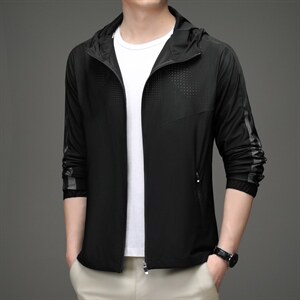 休闲时尚男装2023夏季新款防晒服薄款夹克中青年男装简约百搭上衣图片