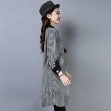 加绒衬衣排多扣2025年冬季新款时尚长袖休闲中长款格子加绒衬衫,女装衬衫,风姿绰