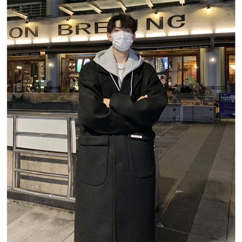 韩系毛呢大衣男中长款秋冬高级感痞帅风衣外套812-F635-P128控158,男装风衣,星座812