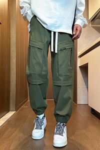 春款港风休闲裤冲锋裤伞兵裤宽松运动裤拖地裤束脚裤男KP833 P50图片