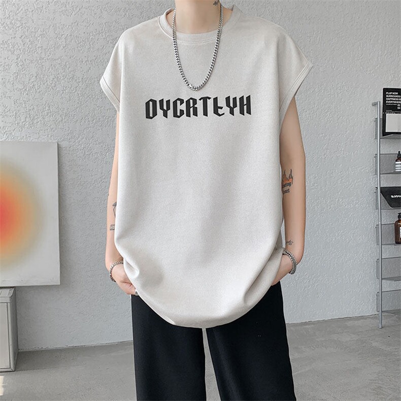 短袖背心男夏季新款港风宽松鹿皮绒圆领套头大码坎肩T9933-P19，男装背心/马甲，星座214-3