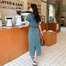 现货，2025夏季主推牛仔精品连衣裙1C042-P135-K205，女装连衣裙，安在秀