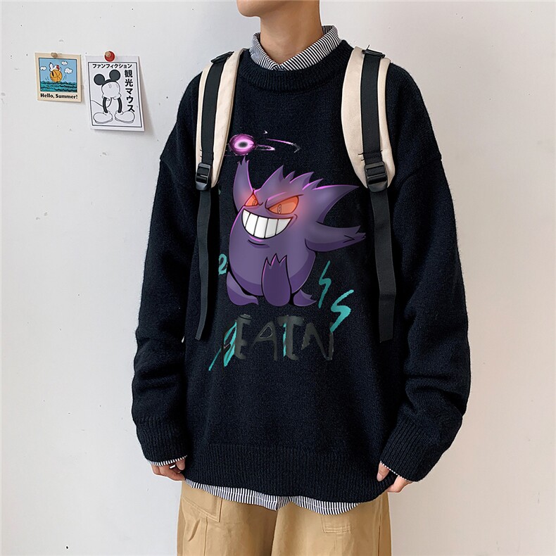 1港风新款宽松休闲中性情侣潮流印花毛衣男外套7633P48加绒P55,男装针织衫/毛衣,星座226-2