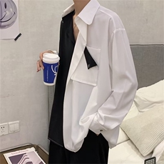 拼接衬衫男长袖高级感痞帅春季休闲痞帅垂感衬衣WC609P40，男装衬衫，星座1116-2